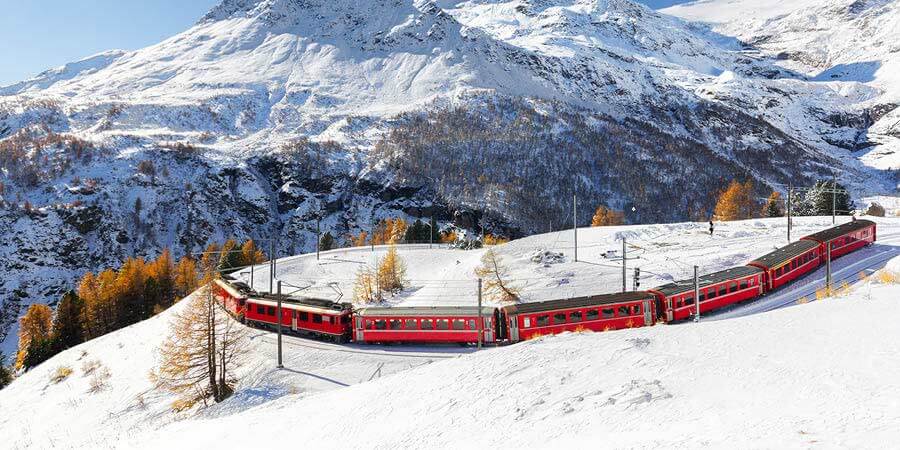 Crossing the Alps on the Bernina Express