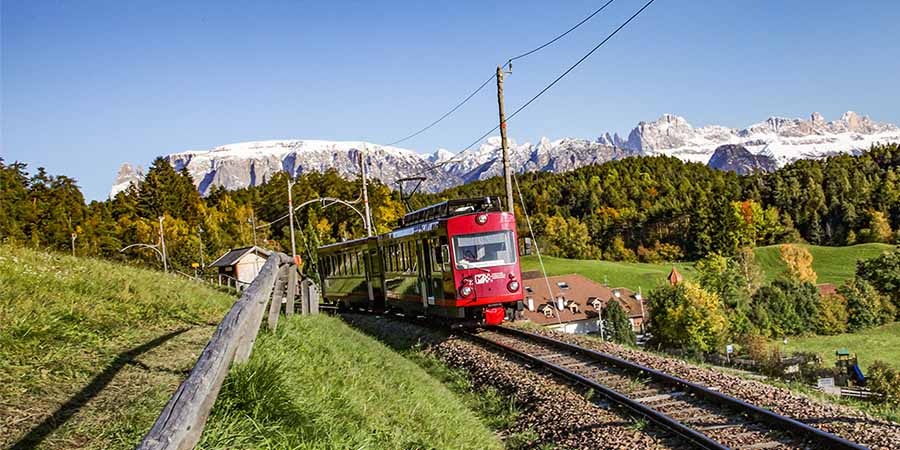 Admiring the Dolomites from the Renon Plateau Railway